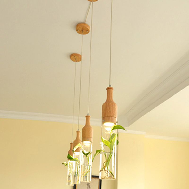 Simplicity Bottle Shaped Planter Ceiling Light Clear Glass Bedroom Hanging Pendant Light