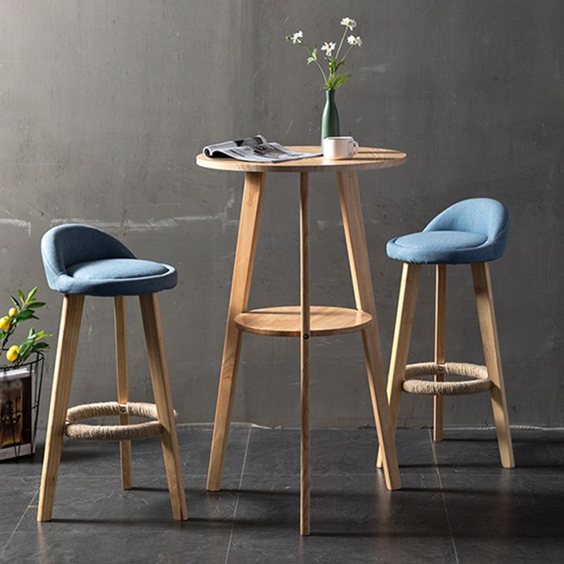 Industrial Pub Table Bar Height Solid Wood Round Bar Table for Indoor