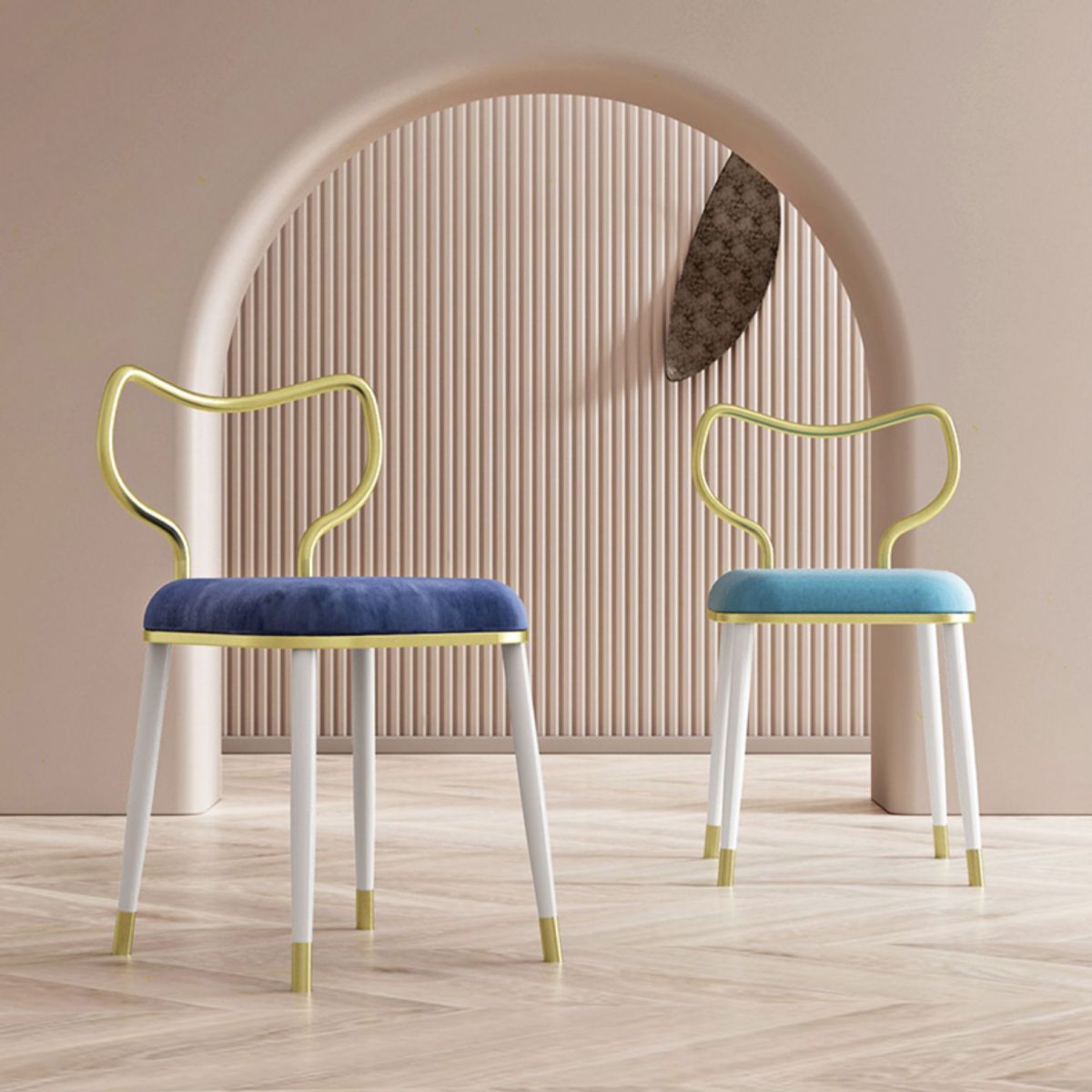 Glam Velvet Armless Dining Chairs Open Back Dining Side Chair for Home Use