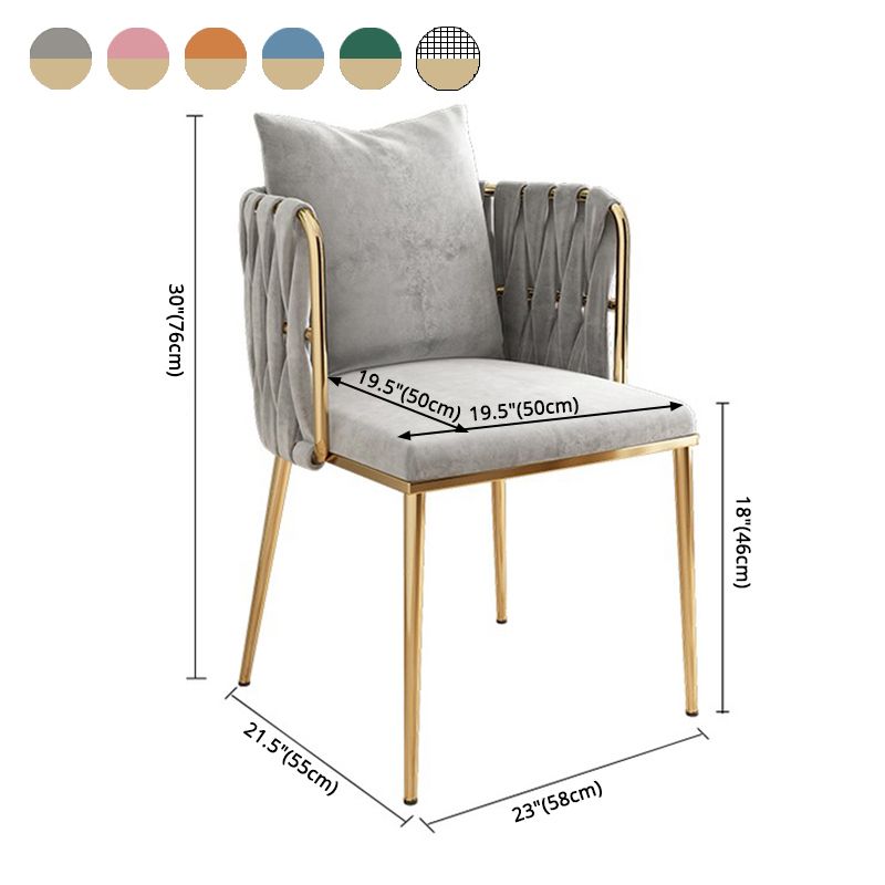 La salle à manger contemporaine en métal préside des chaises de salle à manger sans bras en velours pour un usage domestique
