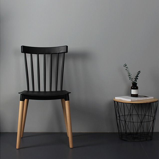 Contemporary Style Dining Room Chair Slat Back Stackable Side Chair for Kitchen