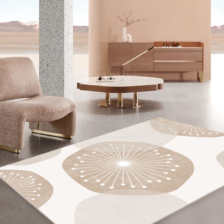 Apricot Tone Modern Indoor Rug Polyester Abstractic Print Carpet Easy Care Rug for Home Decoration