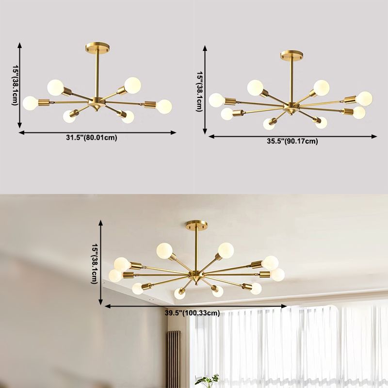 Postmodern Style Chandelier Light Metal Pendant Light in Gold for Living Room