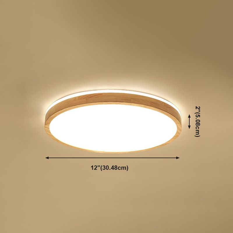 Geometry Shape LED Ceiling Lamp Modern Simple Style Wood 2 Lights Flush Mount for Living Room