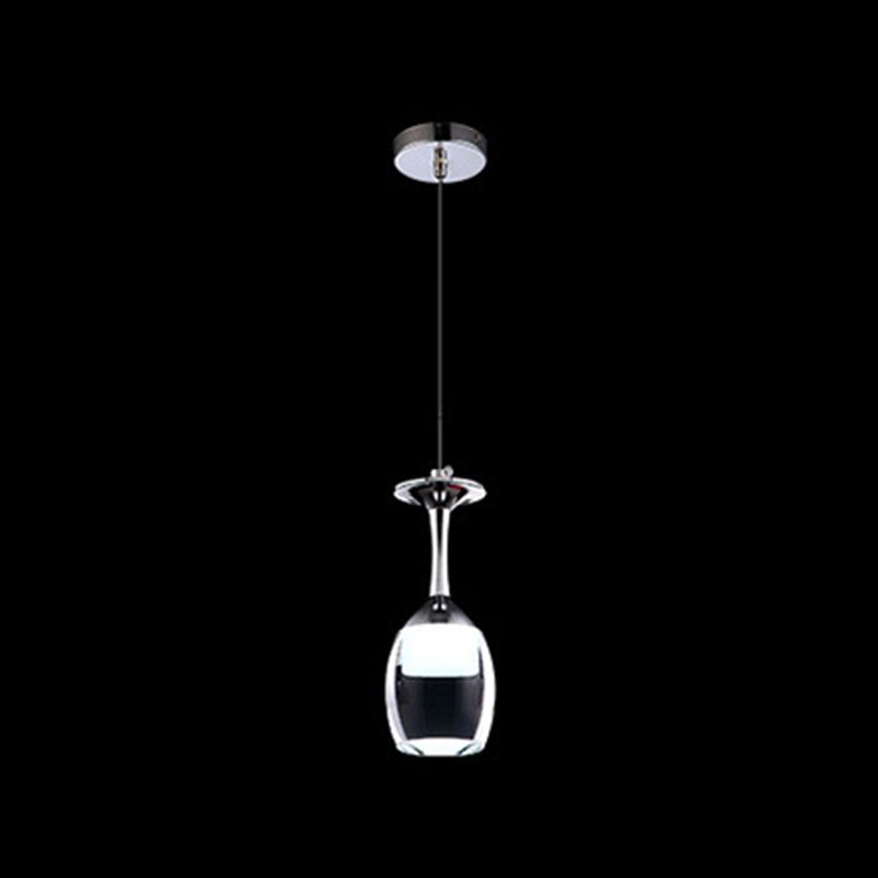 Stylish Wine Cup Pendant Light Acrylic Dining Room LED Suspension Light in Chrome