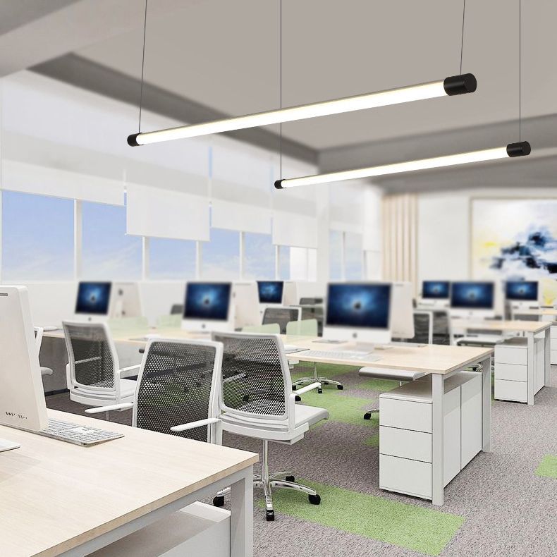 Metal Tube Shaped Led Pendent in Modern Style 30W Led Suspended Lights for Office Conference Room