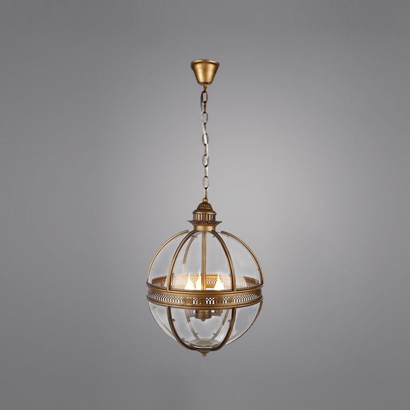 Globe Metal Pendant Lighting Industrial 3 Lights Dining Room Chandelier Hanging Light Fixture
