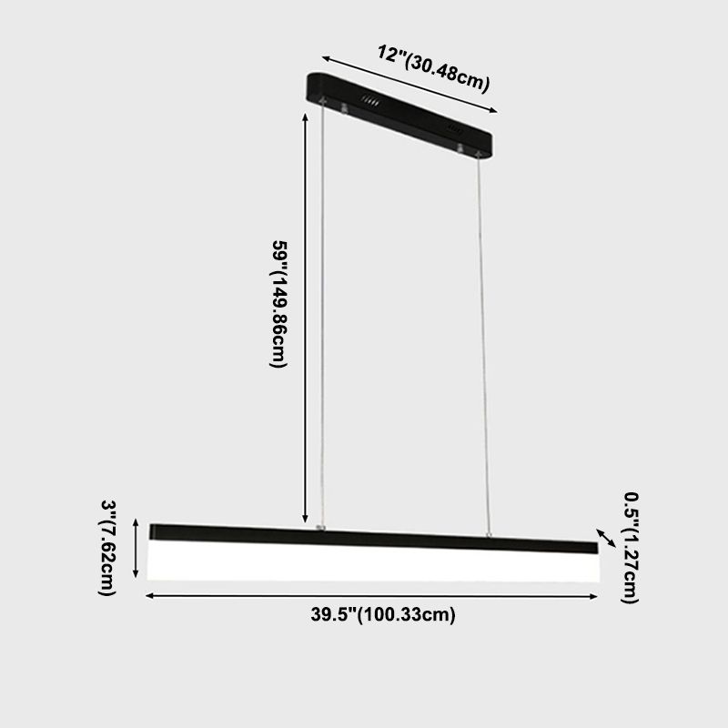 LED Rectangle Hanging Lamp Modern Simple Pendant Light Fixture for Dining Room Office