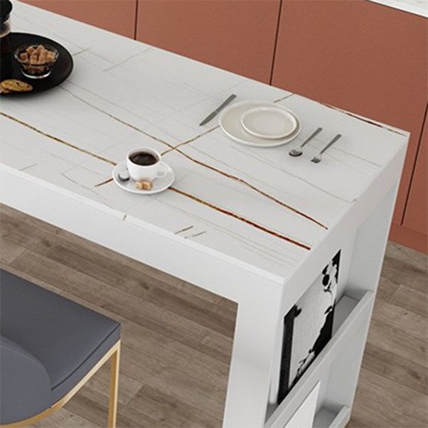 Glam Sintered Stone 1/2/3 Pieces Bar Table Set Rectangle Bar Table with Metal Legs