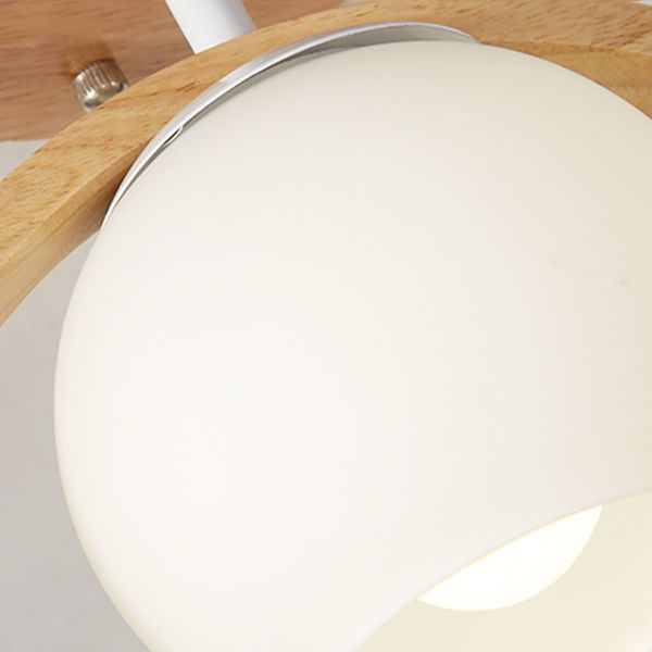 Contemporary Globe Flush Light Fixture Wood 1 Light Flush Mount Ceiling Fixture in Brown