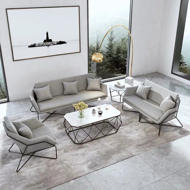 Contemporary Style Cotton Flared Arm Sofa in Gray For Living Room