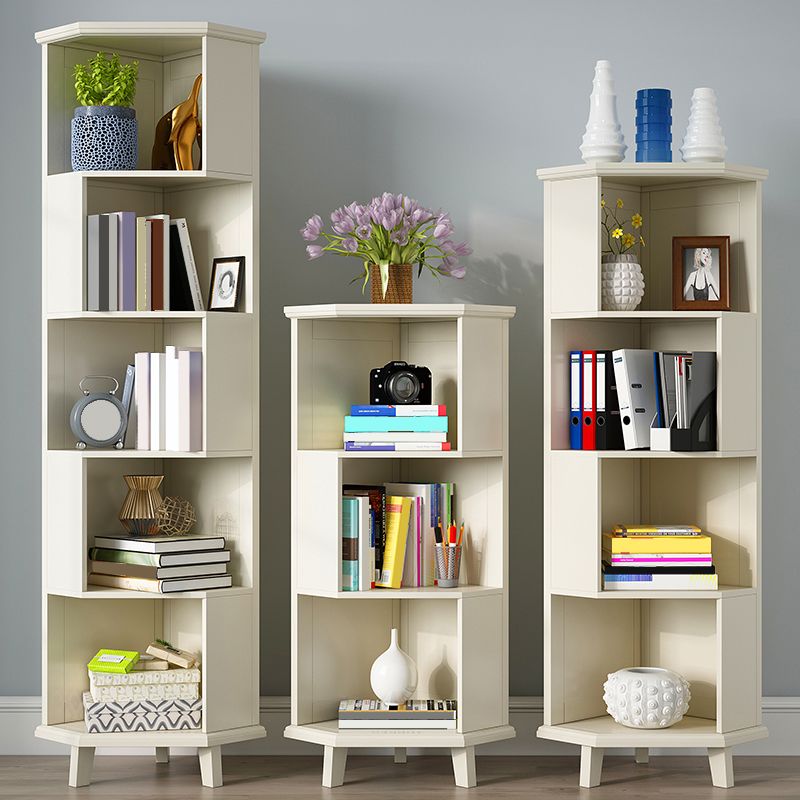 Brown / White Wooden Corner Chest, 15.75" Wide Accent Chest with Shelves