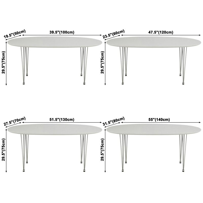 Modern White Sintered Stone Dining Table Oval Shape Standard Dining Table with 4 Legs Base