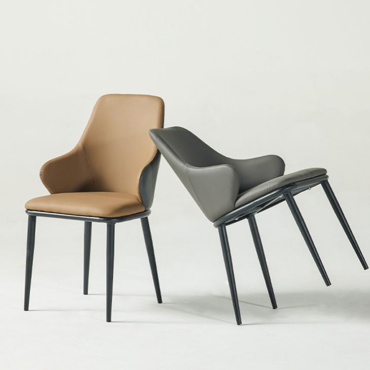 Fauteuil en cuir de restaurant contemporain, finition mate, chaise de salle à manger Parsons