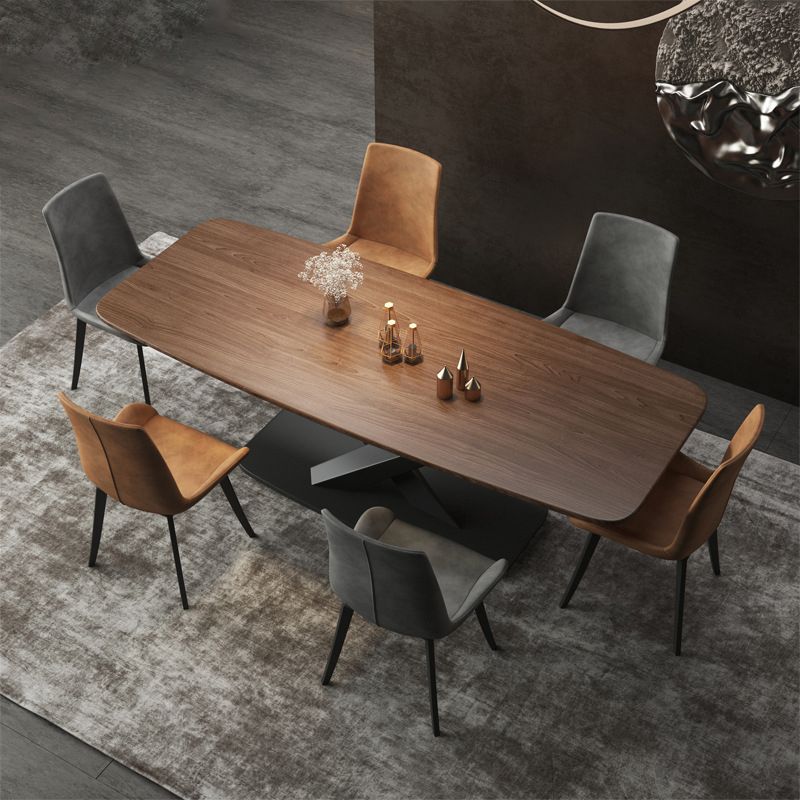 Industrial Dining Table Brown Wood Top Rectangle Dining Table for Kitchen