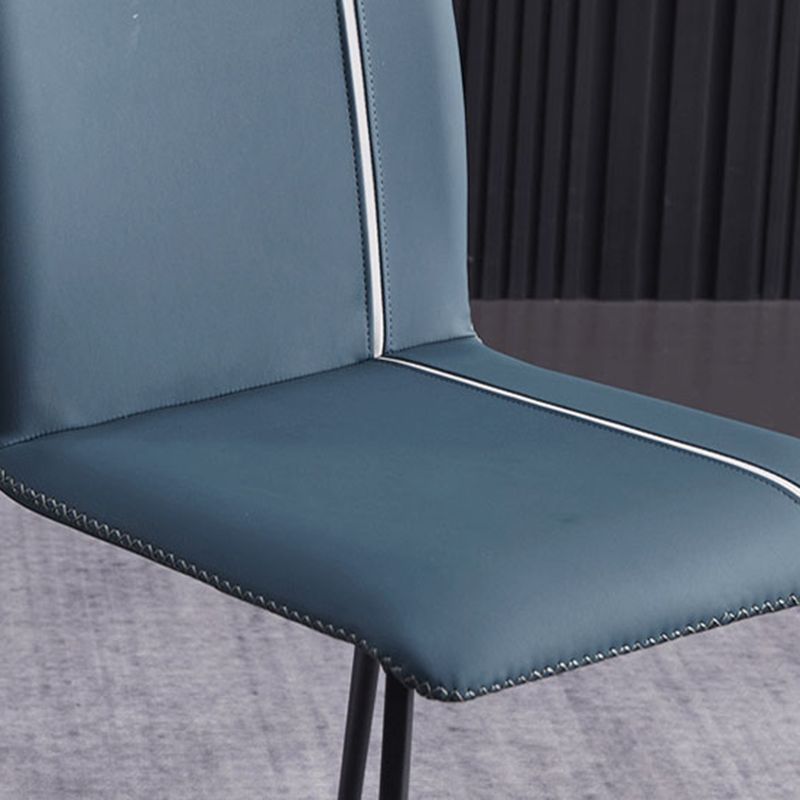 Scandinavian Style Solid Back Armless Dining Chairs Leather Upholstered Dining Chairs (Set of 2)