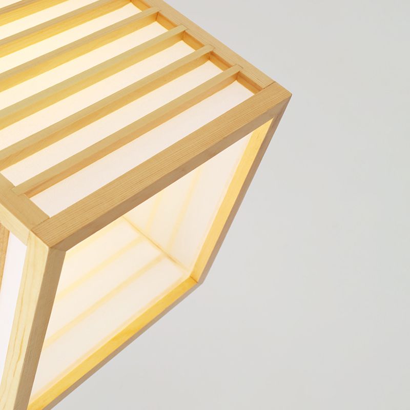 Japanische Laterne Hanglampe Holz 1 Kopf Esszimmer Suspension Licht in Beige