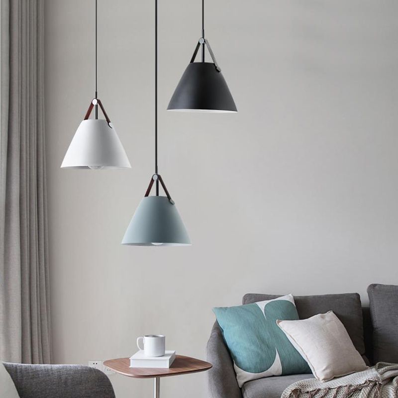 Metal Cone Hanging Lamp Contemporary Ceiling Light for Bedroom