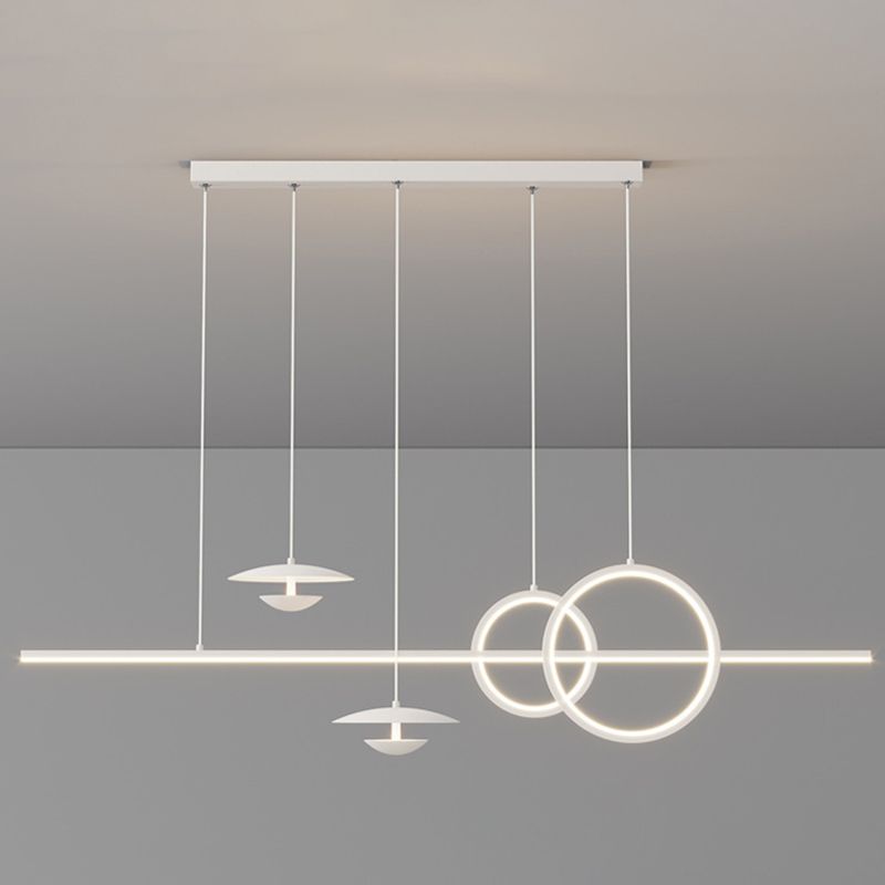 White 5-Light Kitchen Island Lighting Modernism LED Shaded Ceiling Light