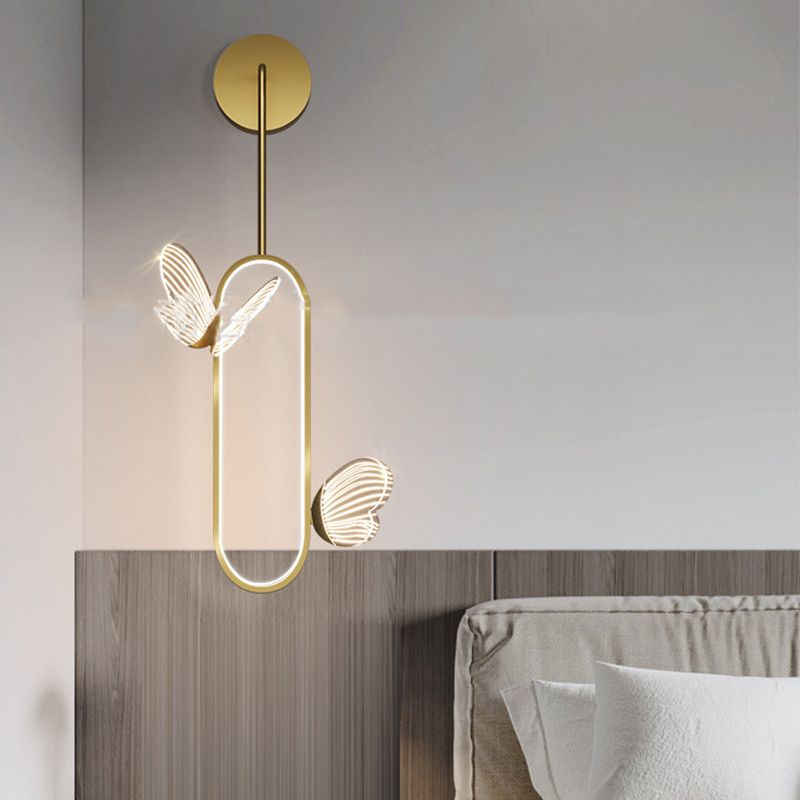 1 Light Oval Wall Lighting Fixtures Modern Style Metal Wall Mounted Lamps