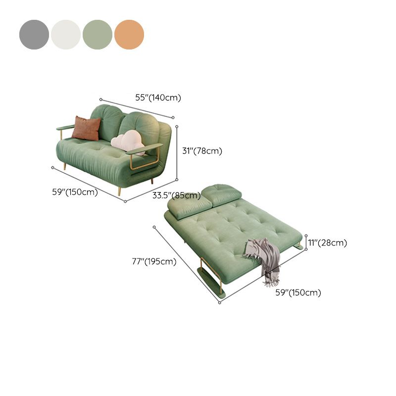 Tufted Glam Convertible Sofa Full/Queen-size Upholstered Loveseat with 2 Pillows