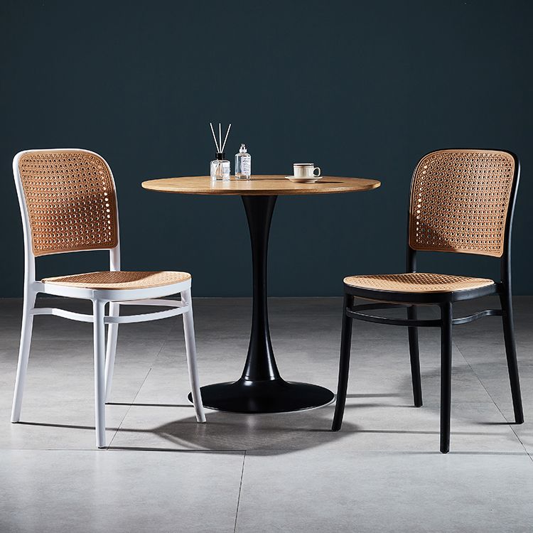 Silla de comedor de estilo moderno, silla lateral sin brazos de comedor de plástico para cocina