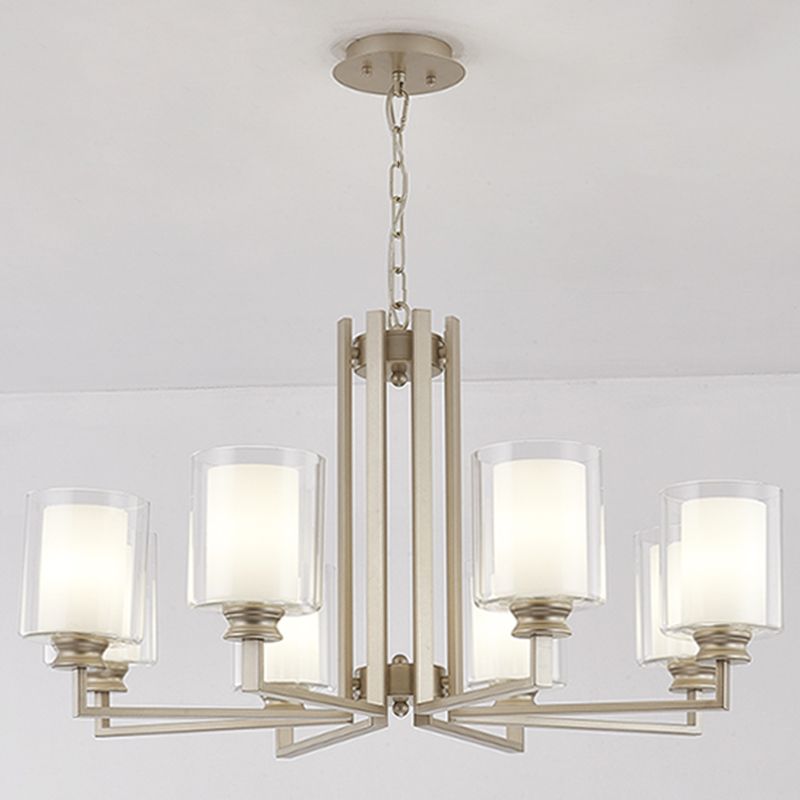 Cilinderglas kroonluchter verlichtingsarmaturen multi -lichten moderne stijl hanglamp in goud in goud