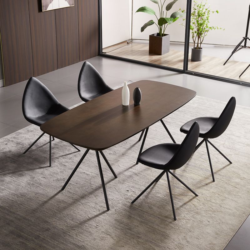 Modern Dining Room Side Chair Black Metal Legs Armless Dining Chairs