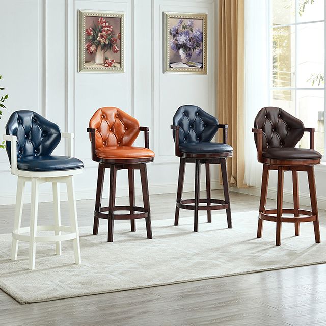 Scandinavian Indoor Bar Stools Solid Wood Armed Stool with Footrest