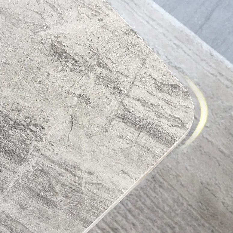 Metaal eigentijdse rechthoekige eettafel gesinterde stenen tafel met 4 metalen benen