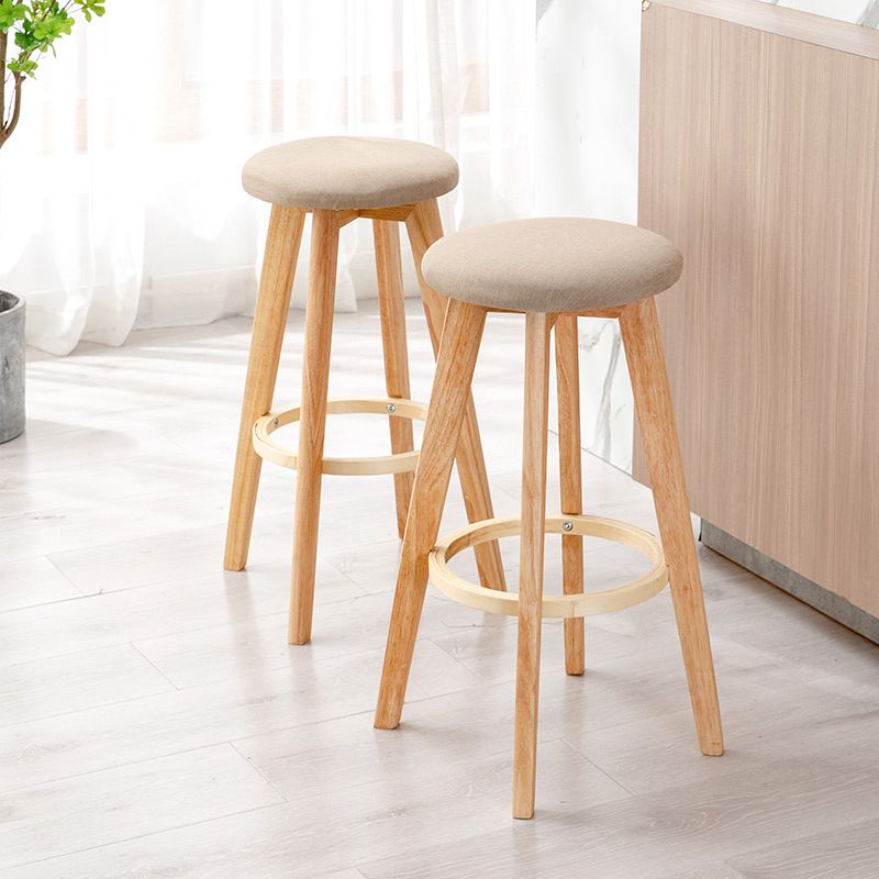 Contemporary Wood Barstool Fabric Upholstered Counter Stool in Matte Finish for Indoor