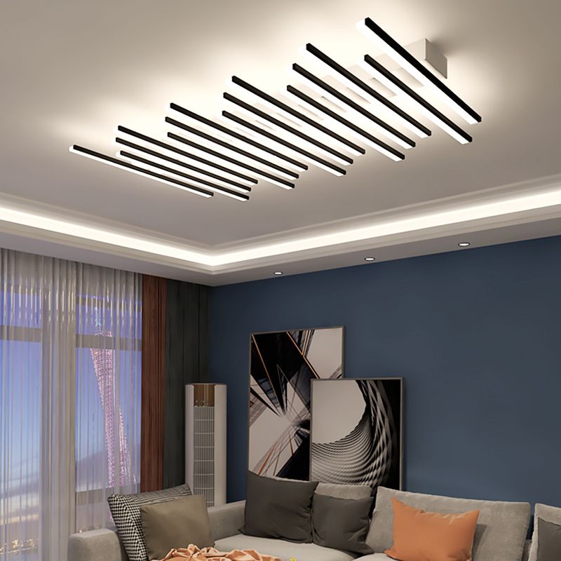 Luminaires encastrés en métal, plafonniers linéaires modernes pour chambre à coucher avec abat-jour en acrylique