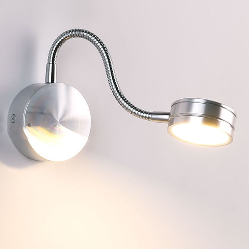 Iluminación de pared de cilindro de metal estilo contemporáneo 1 luces de lectura montadas en la pared ligera