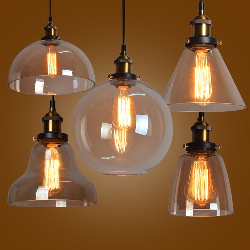 Vintage Industry Style Hanging Light Glass Shade Simplicity Single Bulb Pendant Light for Bedroom Dining Room