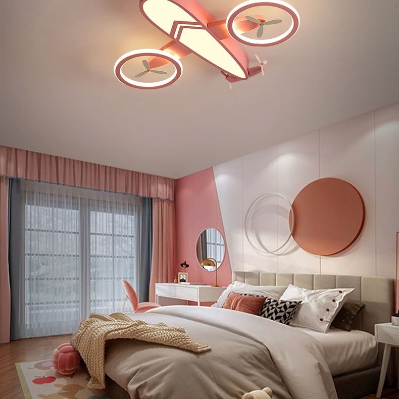 Avion encastré luminaire dessin animé métallique enfants chambre LED plafonnier