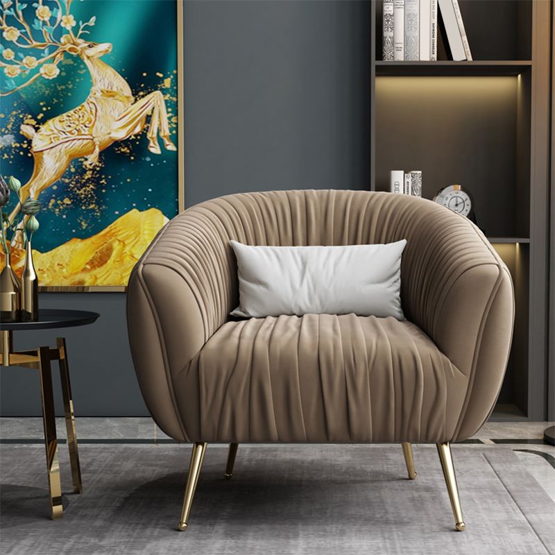 Modern Pillow Back Chair Solid Color Upholstered Sloped Arms Chair