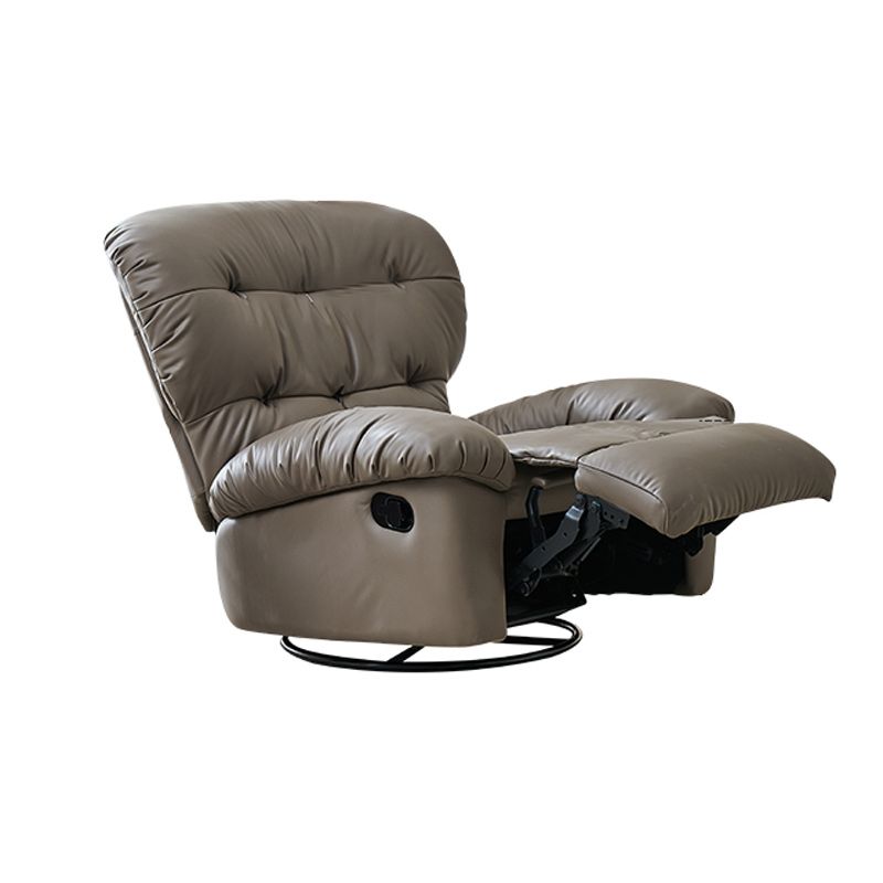 39.3"Wide Manual-Push Botton Recliner Genuine Leather Recliner Chair in Brown