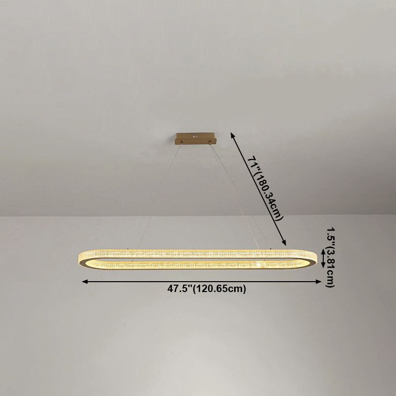 Modern Style Island Pendant Oval Shaped Metal 1 Light Island Light in Gold