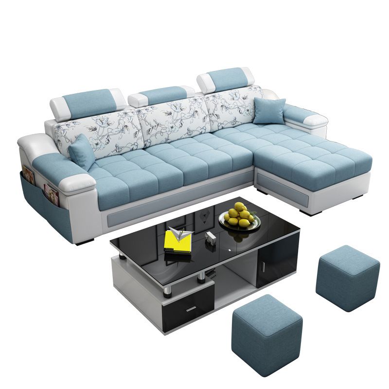 Pillow Top Arm Modular Settee Furniture 3-seater Sofa and Chaise with Pillows