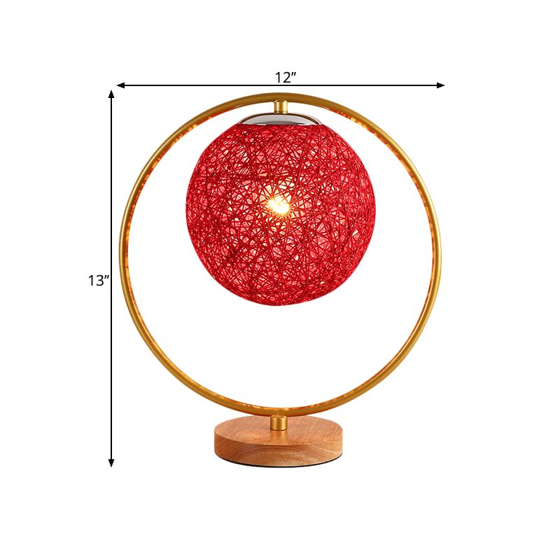 Éclairage nocturne en tissu à tête unique beige / sphère rouge