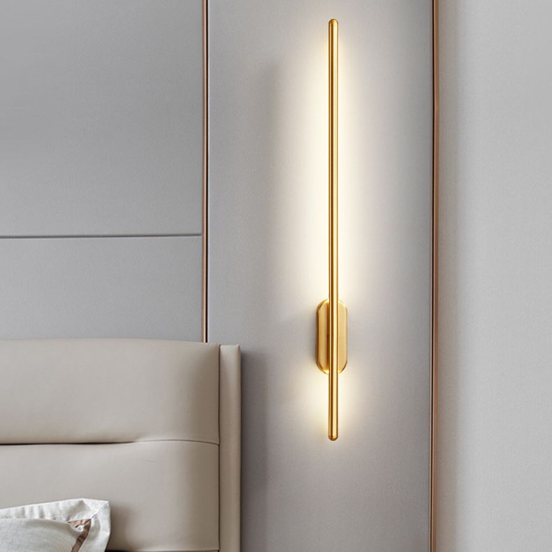 Minimalist LED Wall Lamp Thin-Line Copper Sconce Lighting for Bedroom