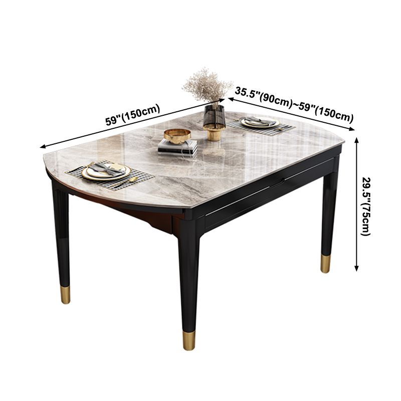 Traditionele luxe ronde eettafel, stenen eetkamer met druppelblad, meubelen