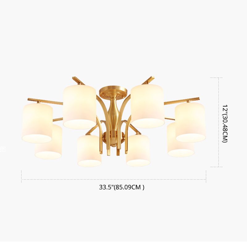 Semi Mount Lighting Minimalist Glass Cylindrical Semi Flush Mount Ceiling Fixture