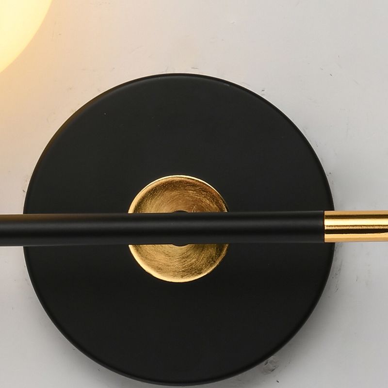 Black Gold Wall Mount Lamp 1-Light Modern Spherical with Glass Shade for Bedroom