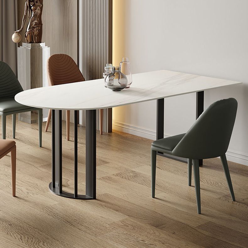 Simplicity Free Form Table Sintered Stone Top Iron Base Dining Table
