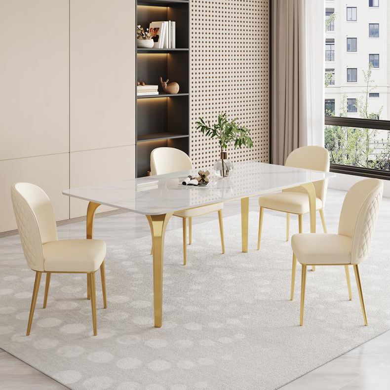 Kitchen Dining Chairs Faux Leather Side Chairs with Gold Metal Legs