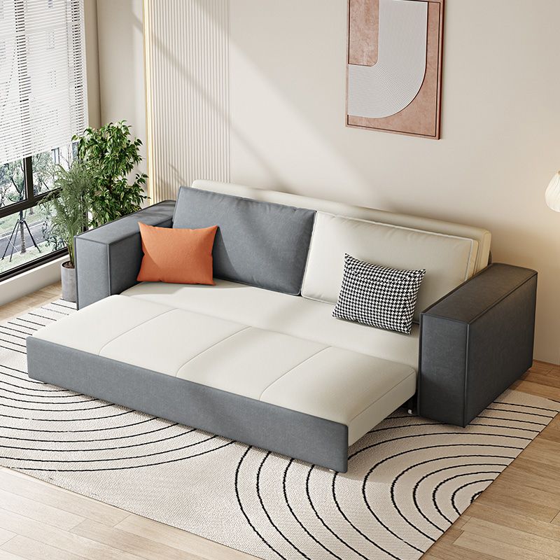 33.46"H Faux Leather Sleeper Sofa Upholstered Square Arm Sofa Bed