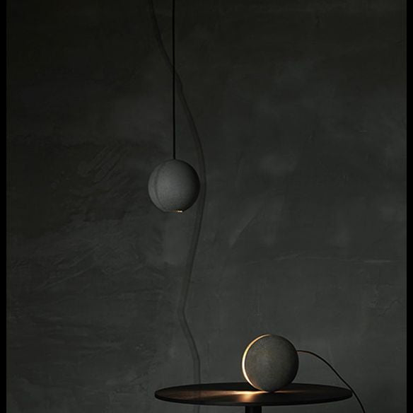 Creative LED Moon Hanging Light Fixtures Sphere Cement Hanging Lights for Indoor Decoration