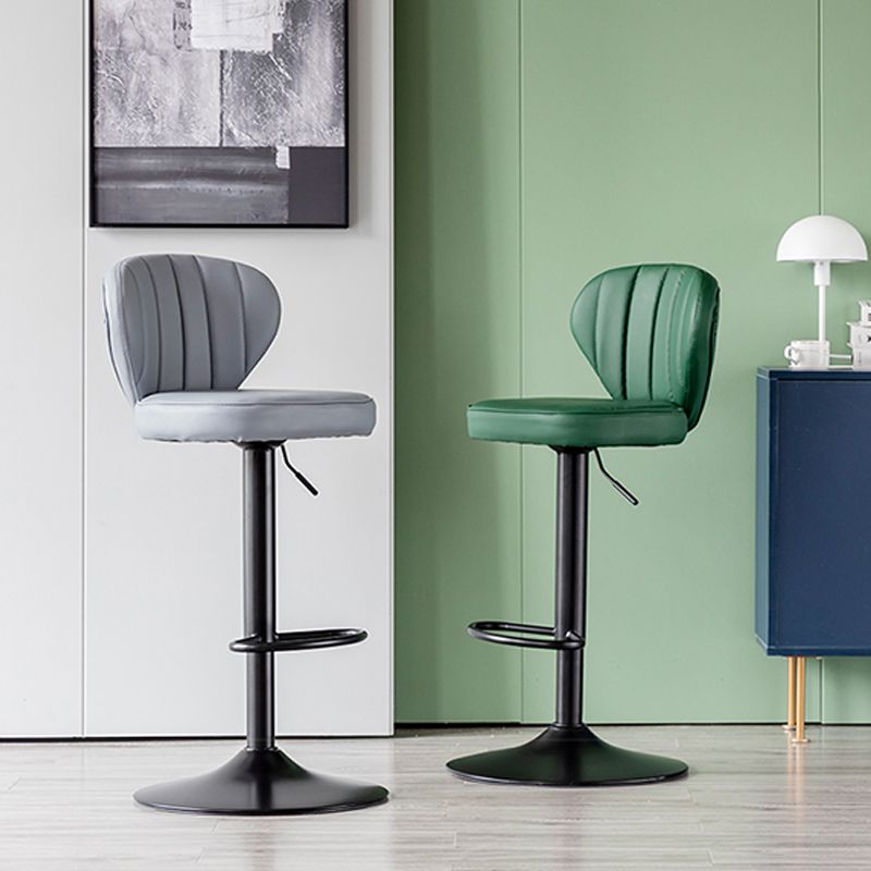 Contemporary Leather Swivel Barstool Indoor Bar Stool with Iron Legs and Low Back