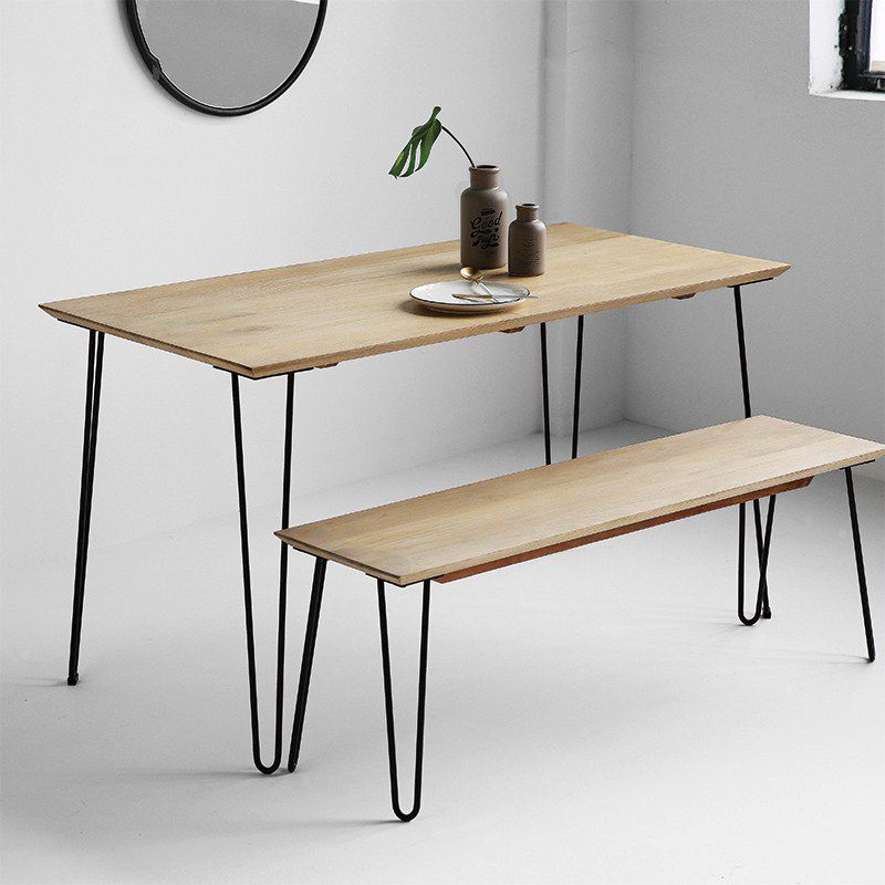 Industrial Rectangle Dining Site Table Pine Solid Wood Dining Room Home Furniture